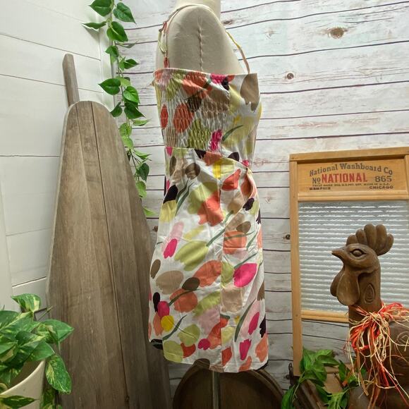 Rockabilly PinUp Spaghetti Strap Summer Dress Floral Elastic Back Pockets XS - Picture 4 of 9